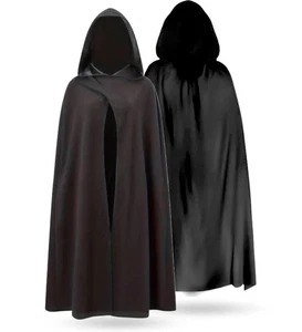 Halloween Vampir Kostüm Umhang mit Kaputze schwarz als Verkleidung für Kinder & - Bild 1 von 24