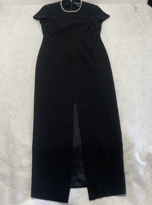Vintage Linda Allard Ellen Tracy Dress  8 Black Rhinestone Long Front Split - Image 1 of 4