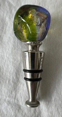 Синий красный зеленый винтажный муранский стеклянный ручной работы Италия винная пробка бутылка верх - Изображение 1 из 4