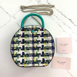 Kate Spade New York Andi Leather & Tweed Mini Chain Canteen Bag Fiji Green Teal - Bild 1 von 15