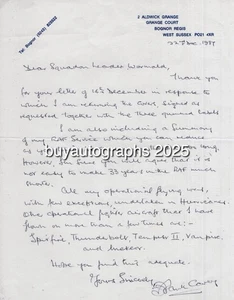 WW2 RAF Battle of Britain ace Frank Carey DFC hand written biography & letter - Picture 1 of 3
