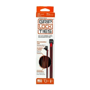 GRIP LOCK TIES Zip Ties 8in Releasable Black / Orange 24pk - Picture 1 of 3
