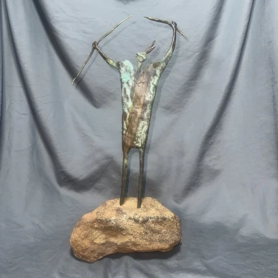 Bill Worrell RARE Female Shaman Bronze & Stone Sculpture Signed & Authenticated - Image 1 of 4