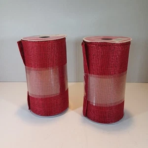 2 Spools Celebrate It Extra Wide Ribbon Red 5.5" 6 Yds Polyester Metallic - Picture 1 of 5