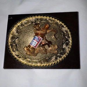 Vintage 1978 Raintree 3D Belt Buckle Budweiser Bottle Beer With Cowboy - Picture 1 of 6