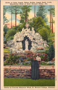 Vintage 1939 ABBEY, Alabama Postcard SAINT BERNARD ABBEY Grotto View / Linen - Picture 1 of 2