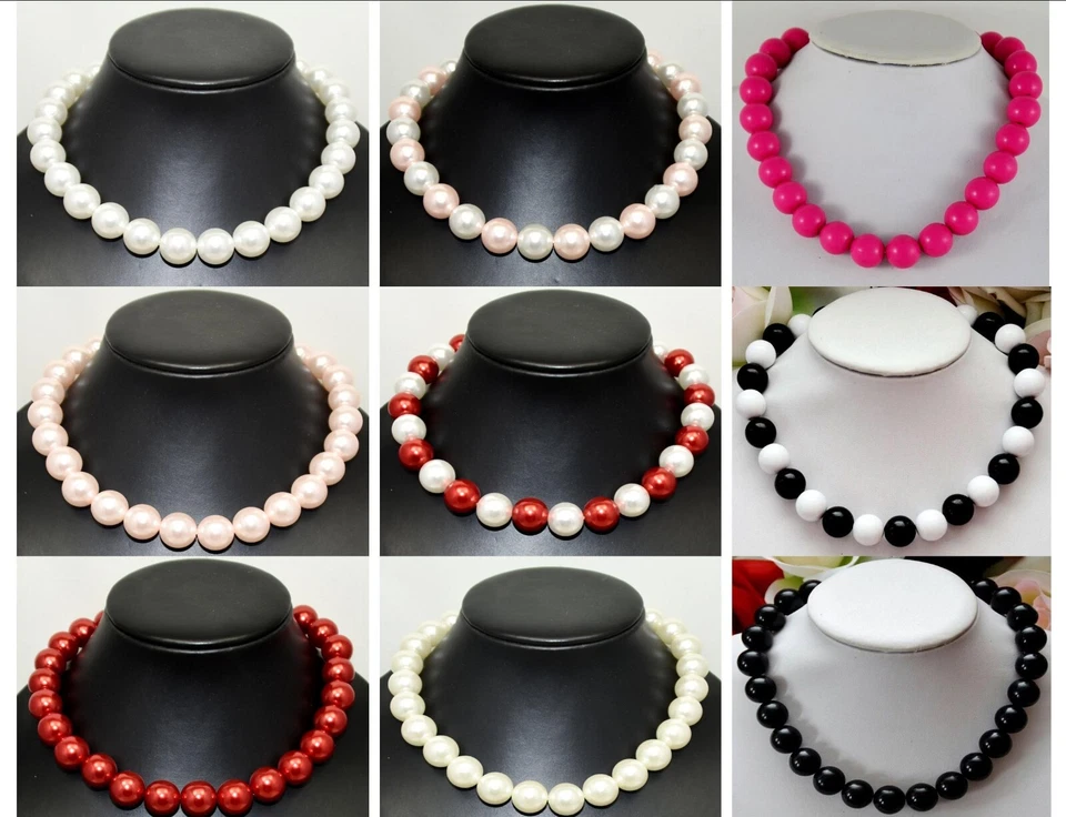 modische elastischer Ketten,P.Ø 16mm Kunst Perlen Halskette 1 St.Neu Mehrfarbig - Bild 1 von 1