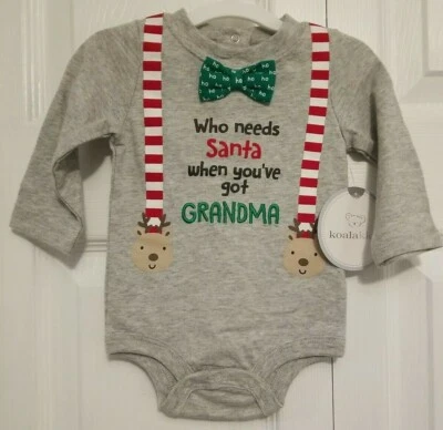 Body de Navidad Quién Necesita Papá Noel Abuela Pajarita Vacaciones 0-3 m Koala Niños NUEVO Foto 1 de 4