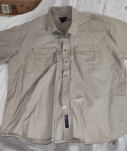 511 Tactical Pro Shirt Ripstop Khaki Work  5.11 NWT - Mens 3XL Button Front - Picture 1 of 10