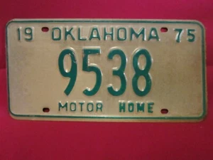 Placa de licencia etiqueta autocaravana 1975 Oklahoma 9538 [Y110 - Imagen 1 de 1