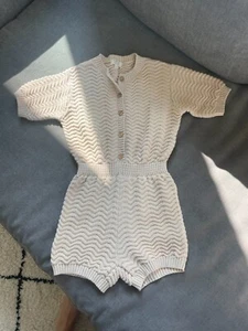 The Simple Folk Organic Cotton Romper Sand Girls Size 7/8Y - Picture 1 of 1