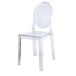 36" tall Clear Transparent Dining Chair Oval Back Wedding Party Home Decorations - Picture 1 of 9