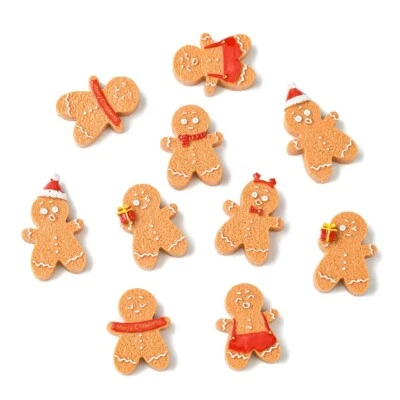 18x Pan de Jengibre Hombre Marrón Navidad Espalda Plana Dije Cabachon para Estuche de Teléfono Decoración Foto 1 de 4