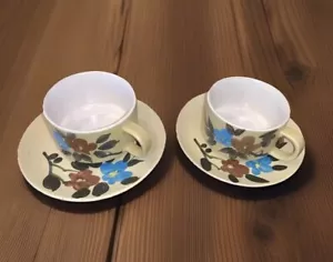 Tazas y platillos de sopa florales de gres MCM pintados a mano color crema de Corea (2) L@@K - Imagen 1 de 3
