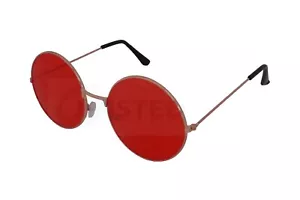 Red Tinted Round Sunglasses Gold Frame Circle Lens UV400 Protection SP012 - Picture 1 of 3