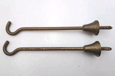  Antique / Vintage Brass Flower or Plant Hooks Wall Mount Hardware Lot of 2 - Image 1 of 4