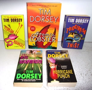 5 Tim Dorsey Books Atomic Lobster, Hurricane Punch, The Big Bamboo, Triggerfish - Foto 1 di 3