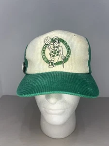 Vintage 80s Boston Celtics Hat Green/White Panel Corduroy Snapback Supercap - Picture 1 of 7