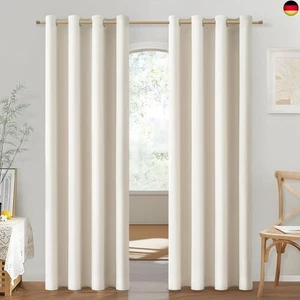 MRTREES Vorhang Creme Blickdicht mit Ösen Verdunkelungsvorhang Hellbeige 2er  - Bild 1 von 9