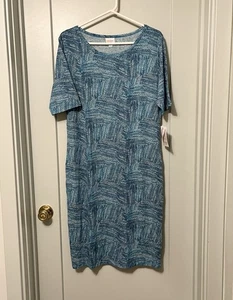 Nuevo con etiquetas Vestido LuLaRoe Julia Estampado Azul y Blanco Talla 2XL - Imagen 1 de 4