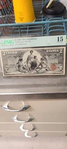1896 $2 Silver Cert, PMG 15 Fr#248, Education note Bruce/Roberts great details! - Picture 1 of 6