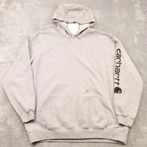 Carhartt Hoodie Mens XL Gray Loose Fit Midweight Logo Sleeve Pullover K288 E20 - Picture 1 of 13