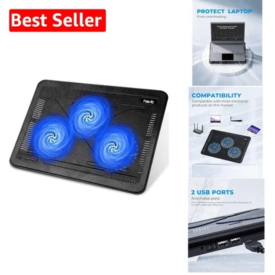 Portable Ergonomic Laptop Cooling Pad 15.6''-17'' with 3 Ultra-Quiet Fans - Image 1 of 4