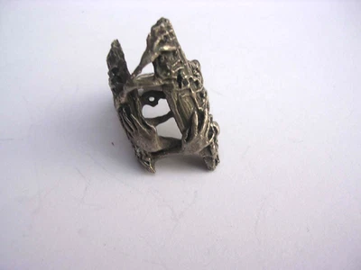 ANILLO ÁRBOL MANOS PINO HENDIDO MÁGICO MADERA PLATA ESTERLINA RAINTOWER NAOMI NOWAK Foto 1 de 4