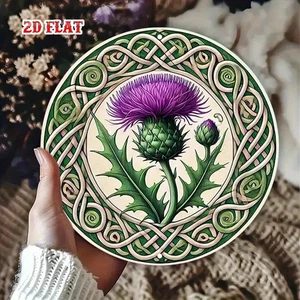 Scottish Thistle Celtic Knot Round Art Aluminium Sign Decoration Home Decor Gift - Picture 1 of 3