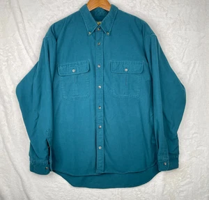 Cabelas Flannel Shirt Mens XL Cotton Button Up Teal Thick Soft Outdoors Warmth - Picture 1 of 12