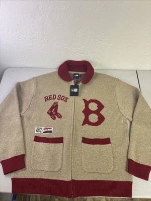 New Era Field Of Rye Boston Red Sox Cardigan Jacket Full Zip Authentic Size L - Image 1 of 4