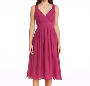 Jones New York Dress Pink Silk Blend Embroidered Sleeveless Empire Waist Size 10 - Picture 1 of 15