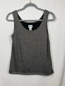 Chicos 2 Women’s Gold Glitter Tank Top Scoop Neck Lined Stretch - Picture 1 of 3