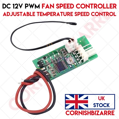 DC 12V 3A 4PIN PWM FAN SPEED CONTROLLER TEMPERATURE PROGRAMMABLE THERMOSTAT - UK - Image 1 of 4