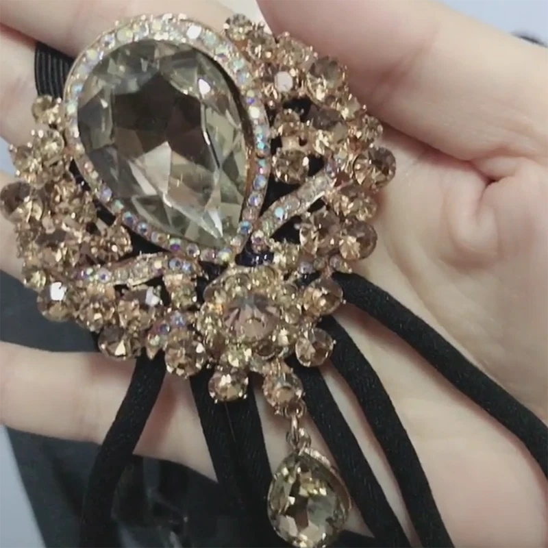 Corbata de moño ajustable de cristal con estrás para hombres mujeres boda graduación fiesta decoración Foto 1 de 4