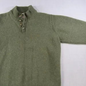 LL Bean Henley Sweater 100% Lamb Wool 4 Button 0 DBH1 - Size Men's 2xl reg Green - Picture 1 of 8