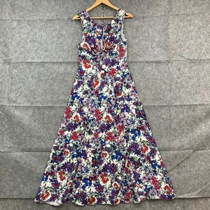 Scanlan Theodore Dress Womens 10 Multicolour Floral Midi Sleeveless Zip Coastal - Picture 1 of 12