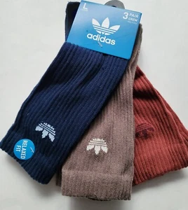 Mens ADIDAS Originals 3-pack Crew Socks trefoil logo Retro Crew socks 3pk - Picture 1 of 16