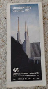 1990 - 1991 AAA Montgomery County MD Vintage Road Map - Picture 1 of 3