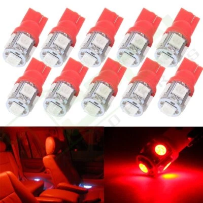10x Super Rojo T10 5050 LED 194 147 152 158 168 Bombillas de maletero para Chevrolet Foto 1 de 4