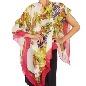 DOLCE & GABBANA Large Grape Leaves Silk Scarf Foulard Pink White Green 12014 - Picture 1 of 5