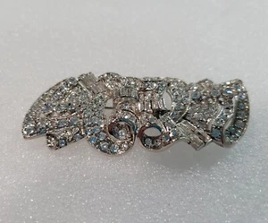 Broche prendedor Art Deco de diamantes de imitación firmado NANCY NELSON - Imagen 1 de 4