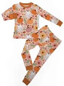 Halloween Pajamas Kids Children Boy Girl Two Piece Bamboo Jammies (RTS) 4-5T - Picture 1 of 1