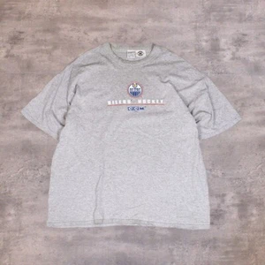 Y2K 2000's CCM NHL Edmonton Oilers Baggy Oversize Relaxed Heather Grey T-Shirt - Picture 1 of 6