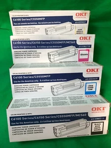 Genuine OKI C6100 Series/C5550MFP BLACK,YELLOW,CYAN,MAGENTA TONER CARTRIDGE4 SET - Picture 1 of 6