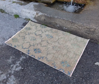 Vintage Turkish Oushak Runner Rug, Hand-Knotted Wool Carpet, 1.6x2.8 ft - Image 1 of 4