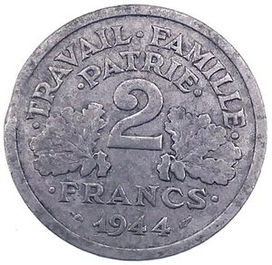 World Coin: 1943 France - 2 Francs - Circulated (SKU 238) - Picture 1 of 4