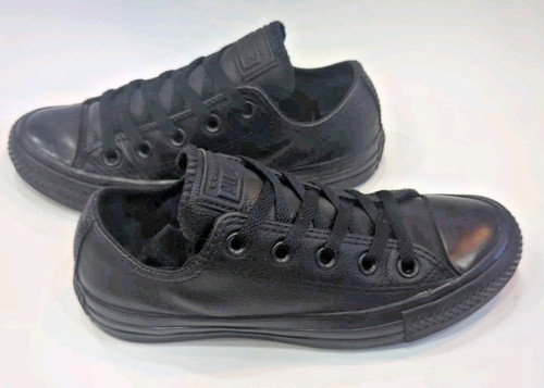 CONVERSE Chuck Taylor All Star Low Top Trainer pelle nera 135253C unisex UK 3