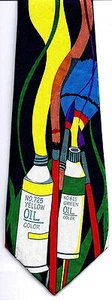 Oil Paint Tubes Mens Neck Tie Art Teacher Artist Painter Gift Blue Necktie - Picture 1 of 3
