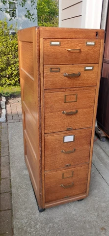 Antique Oak File Cabinet - Two Drawer Sizes - Quarter-sawn Oak Circa 1900's Cover
